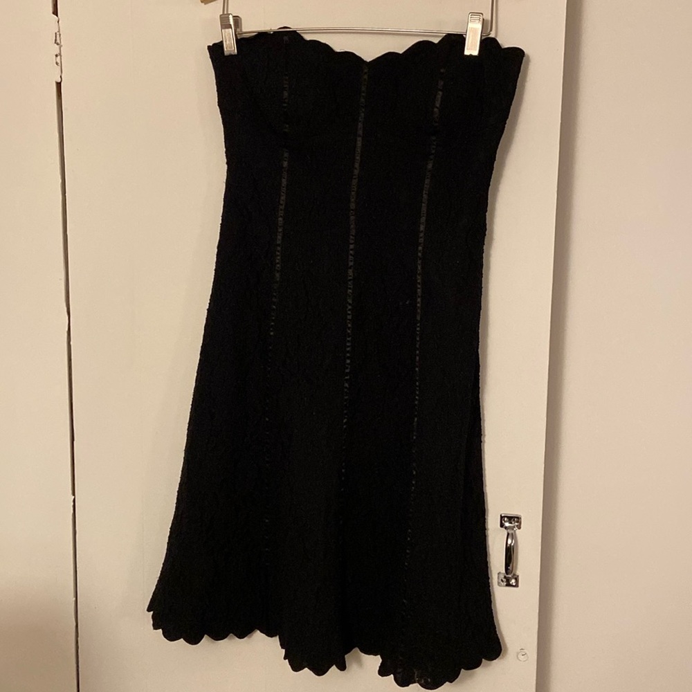 White House/Black Market Strapless Black Lace Dress 4